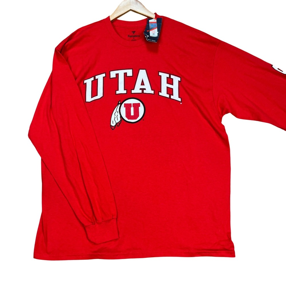 University Of‎ Utah Fanatics Shirt Men XL Orange Long Sleeve Crew Neck NCAA NEW